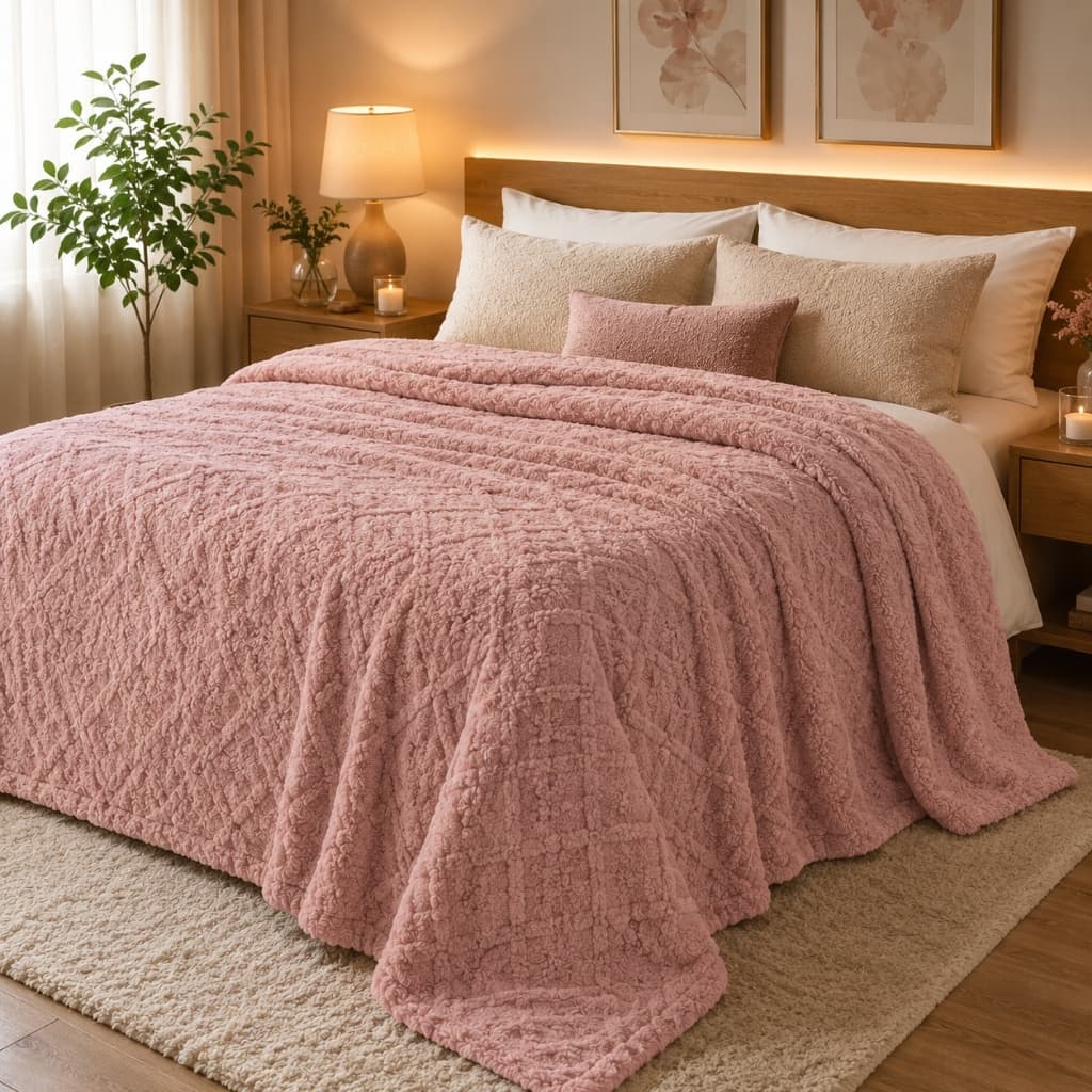 Manta Jacquard Casal Queen 2,00x1,80m 100% Poliéster Macia, Quente, Decorativa para Cama e Sofá