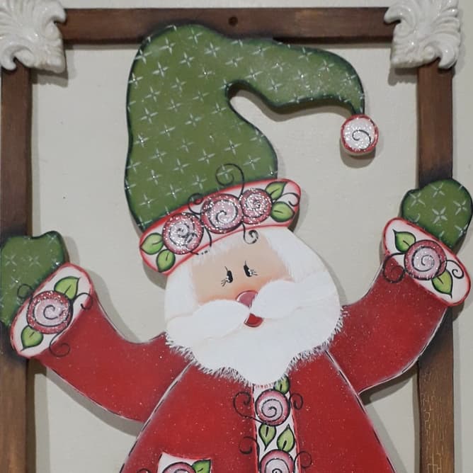 Placa de porta Noel na Janela