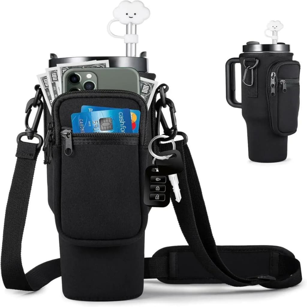 Bolsa Suporte Garrafa Térmica E Celular Com Alça Ajustável