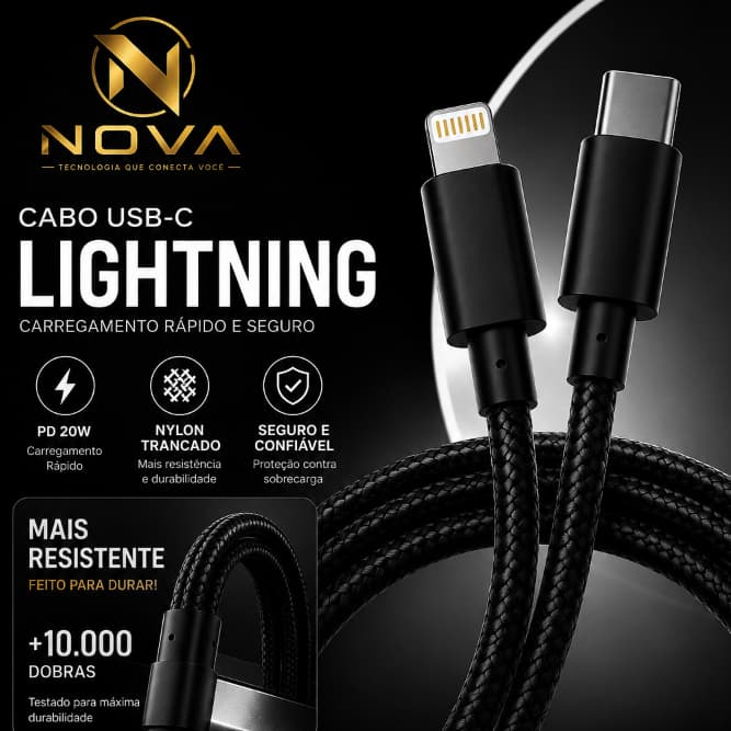 CABO iPhone Lightning 1,2M Nylon Trançado Carregamento Rápido ANTEQUEBRA!!!