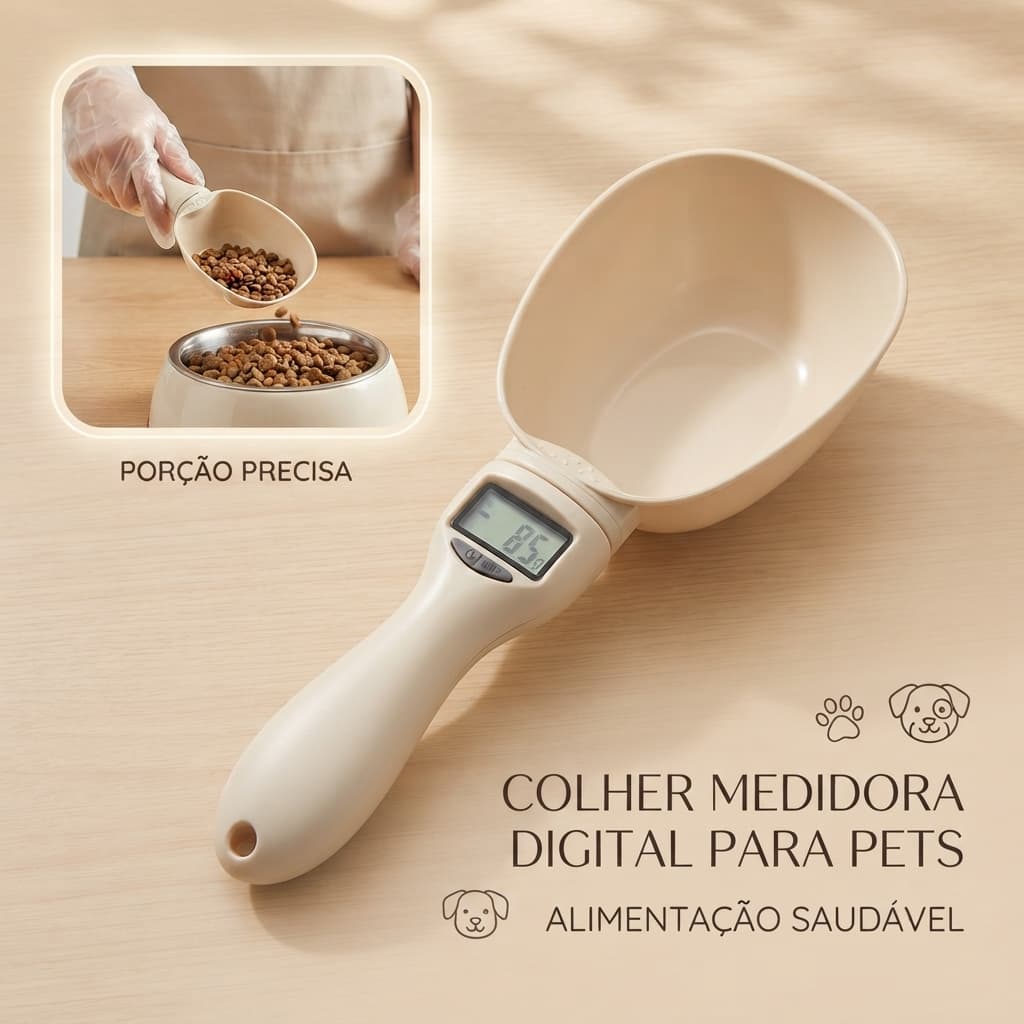 Balança Colher Digital Pega Ração Dosador Precisão LCD Para Pet Cachorro Gato Cozinha Alimentos Receitas