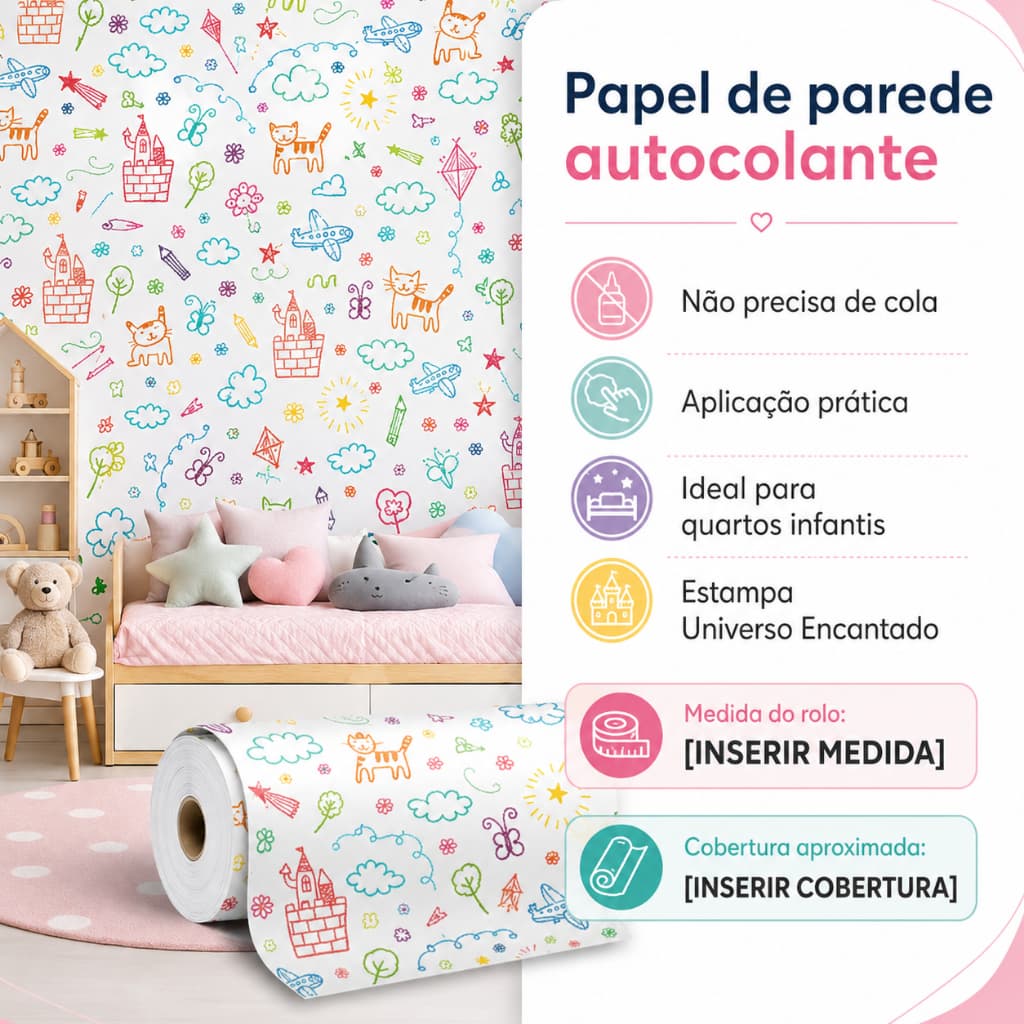 Papel de Parede Adesivo Infantil Menino e Menina para Quarto Universo Encantado
