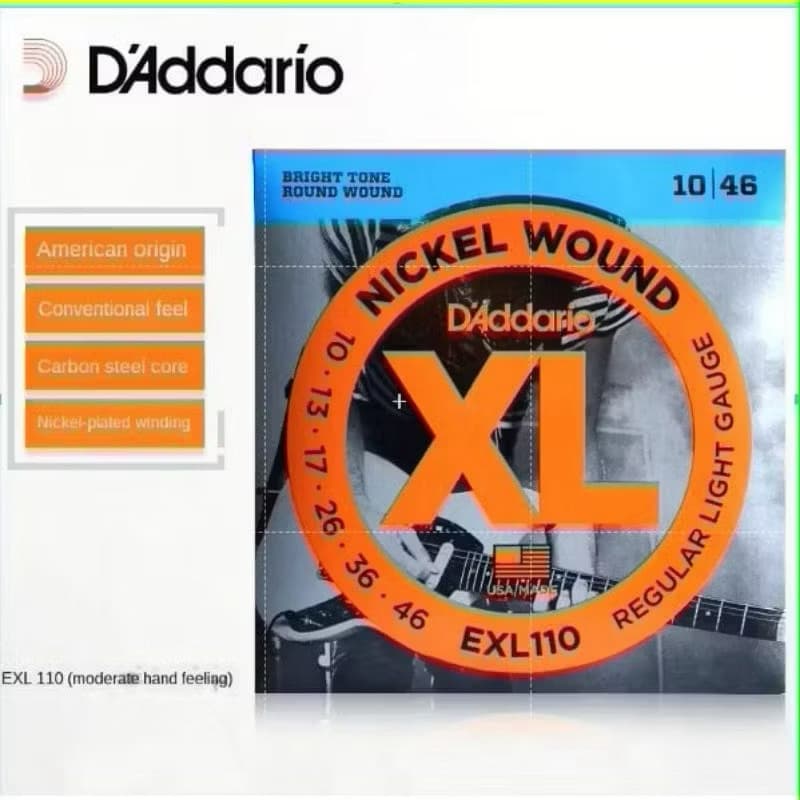 Encordoamento para Guitarra Daddario EXL110 010 - Níquel, 6 Cordas, Ideal para Guitarras