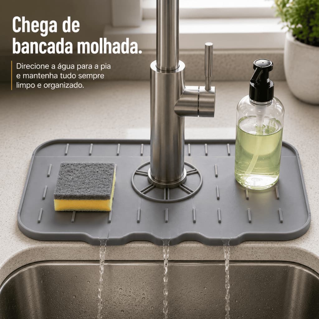 Tapete Escorredor Silicone Pia Cozinha Anti Água Protetor Secagem
