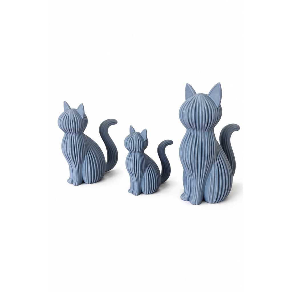 Kit Trio de Gatinhos Decorativos 3D | Minimalista | 12cm, 10cm e 8cm