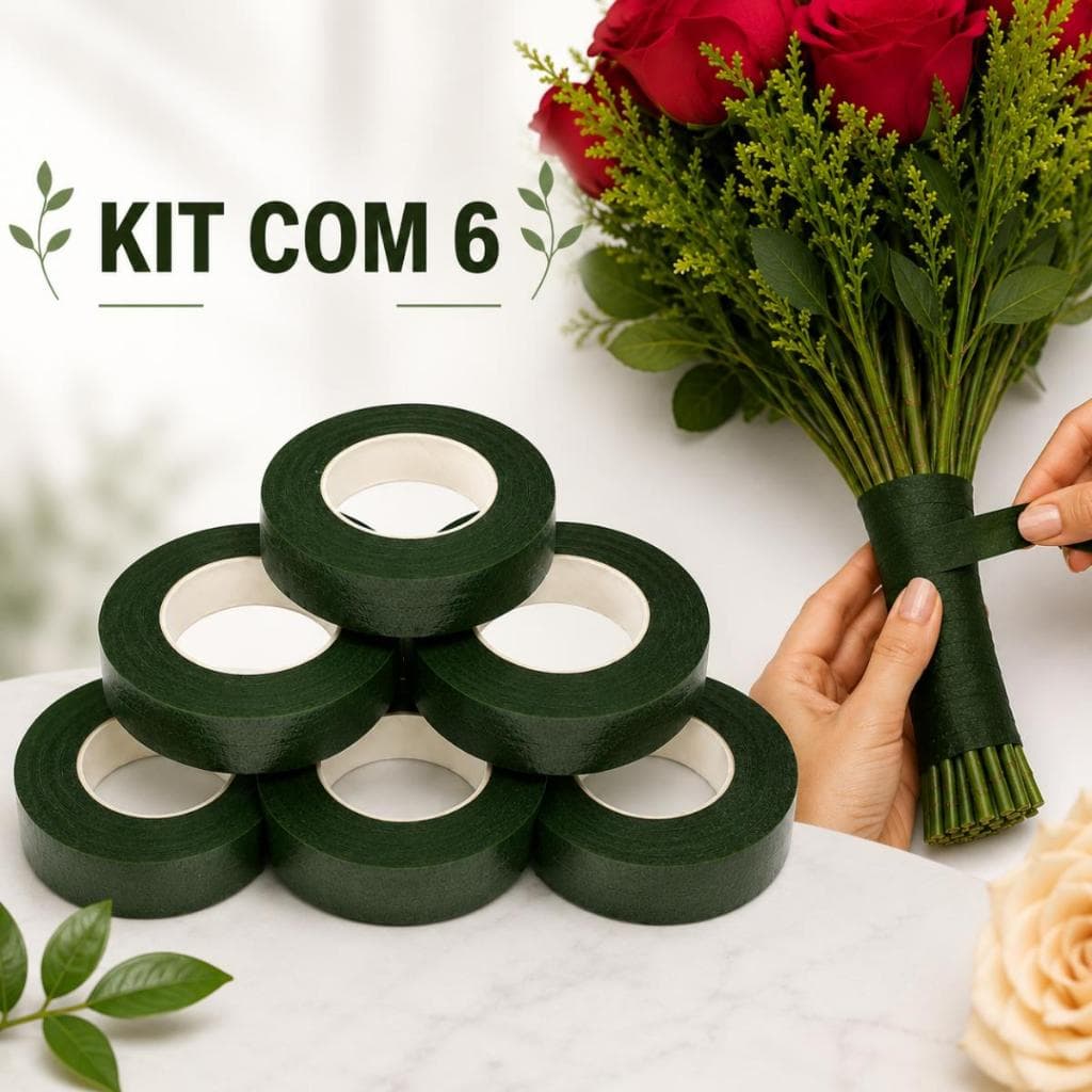 Kit 6 Fitas Floral Verde Para Decoração Artesanato Arranjo de Flores Artificiais Buquê de Noiva