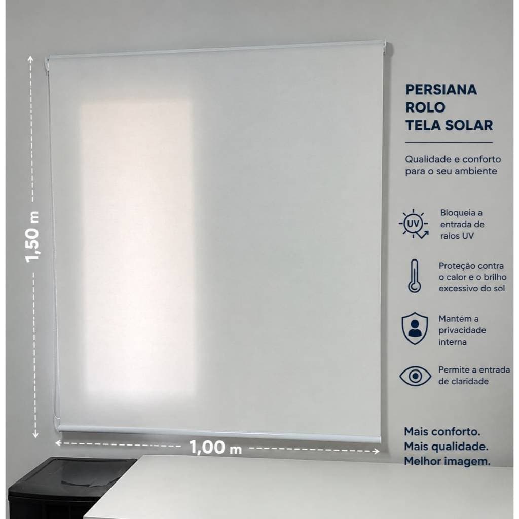 Persiana Rolo Tela Solar 1,00x2,50 Cortina Cozinha Sacada  Lavanderia
