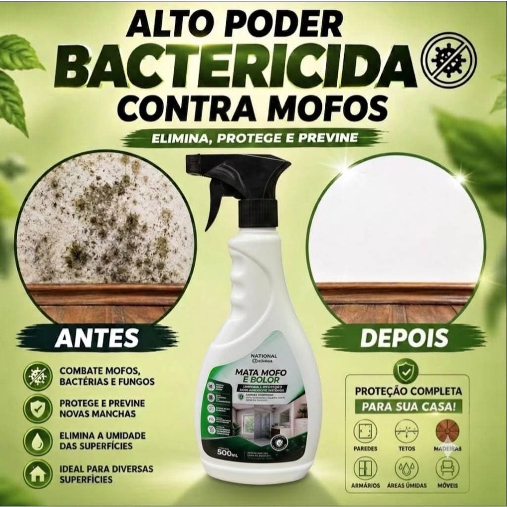 Antimofo Teto De Banheiro Rejunte Piso Parede Mata Mofo Bolor Pronto Para Uso 500ml National Quimica Original
