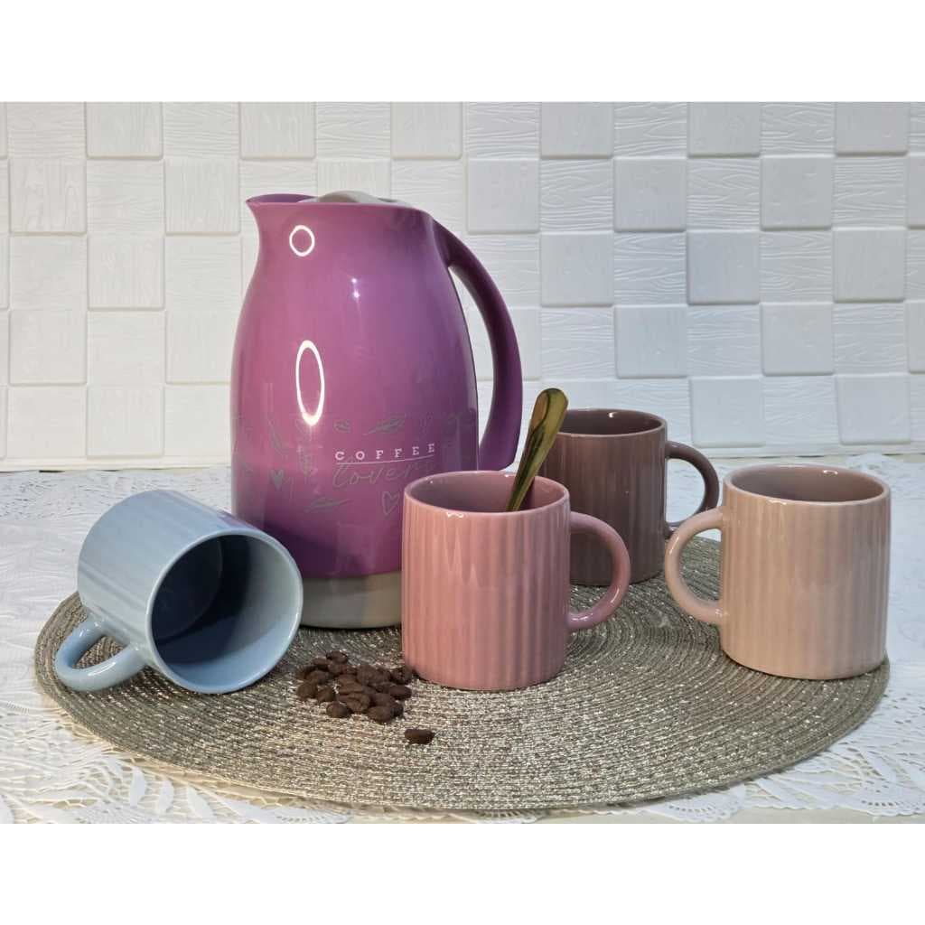 Caneca de Cerâmica Stripes Lyor 210ml | Elegância e Charme para Café, Chá e Cappuccino