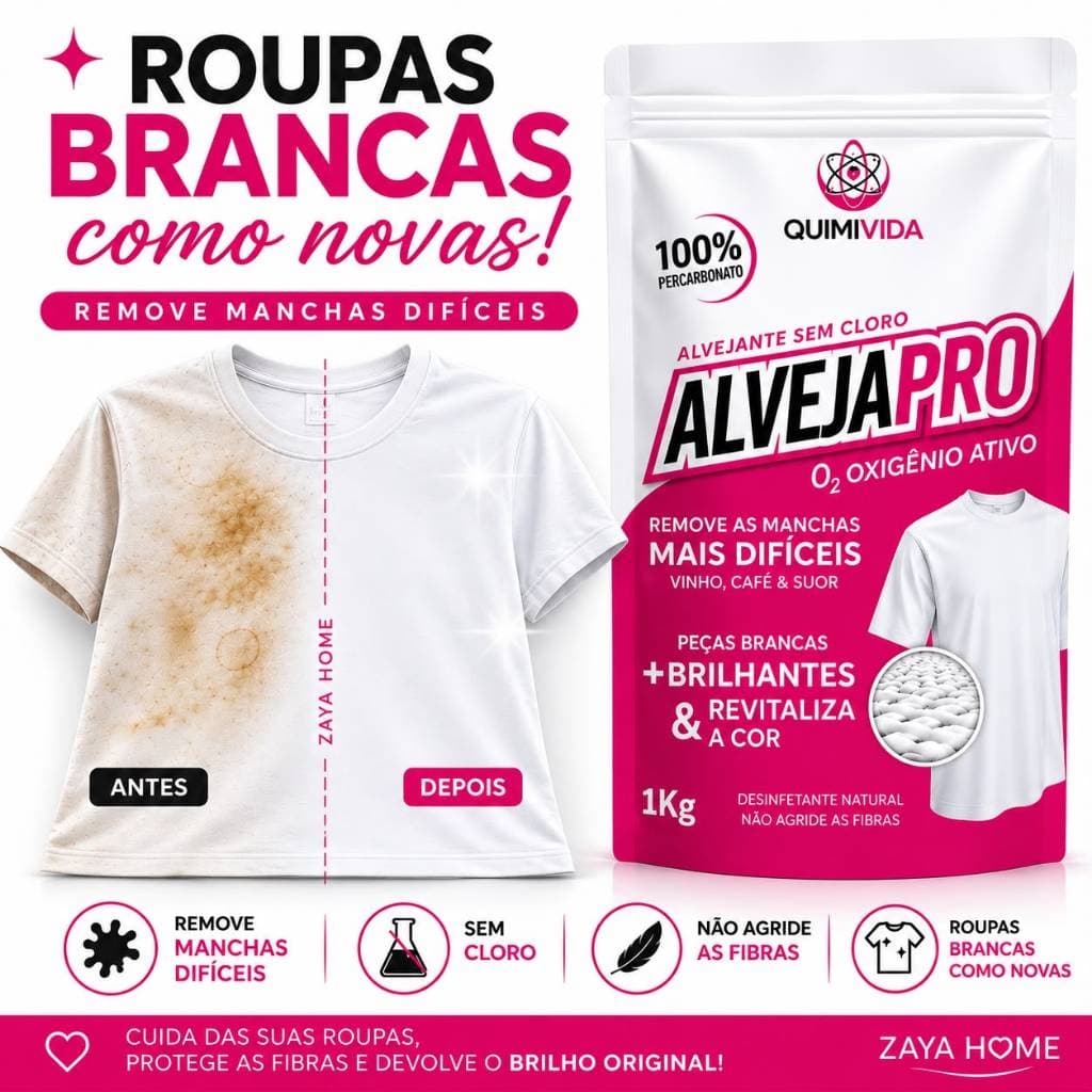 Alvejante Sem Cloro 1kg Alveja Pro | Percarbonato de Sódio 100% | Remove Manchas Difíceis