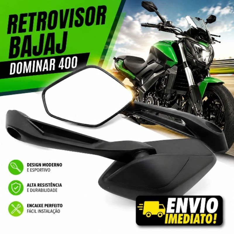 Par Retrovisor Espelho Moto Bajaj Dominar 400 Titan 160 Fz 15 Honda Yamaha Suzuki Haste Resistente ENVIO IMEDIATO