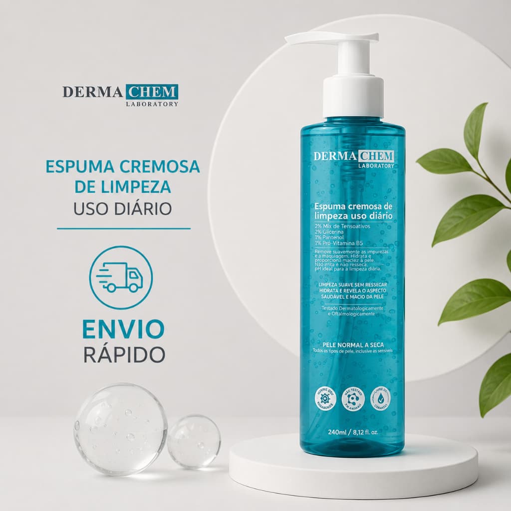Espuma Cremosa de Limpeza Facial Dermachem 240ml Limpeza Profunda e Suave