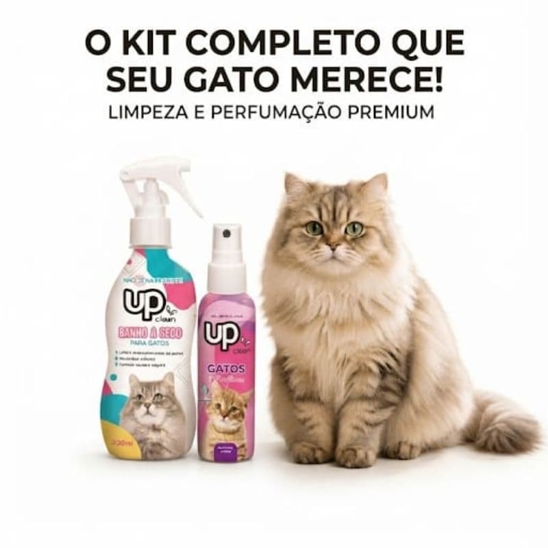 kit Banho Seco Gato UP Clean 300ml + Perfume 60ml Sem Acool Cheirinho