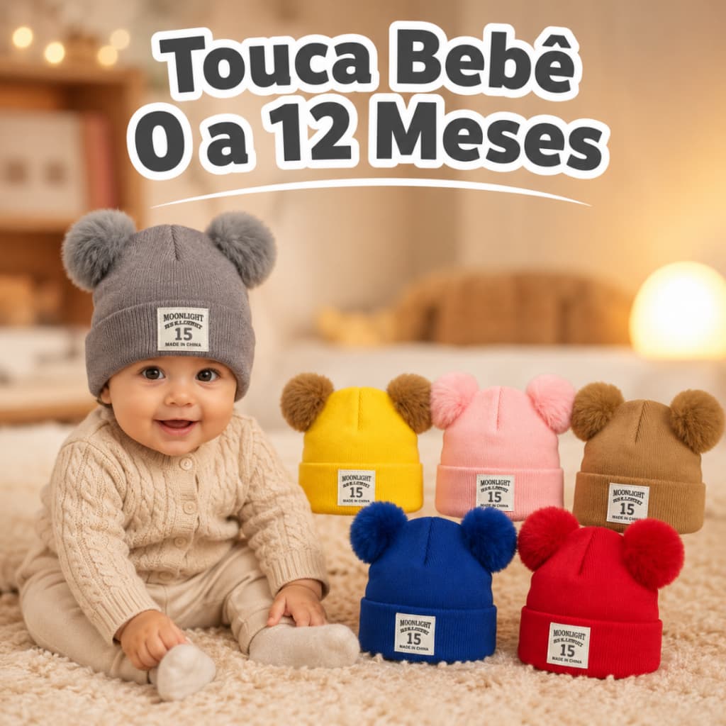 Touca Bebe Menino Menina 0 a 12 Meses Recem Nascido