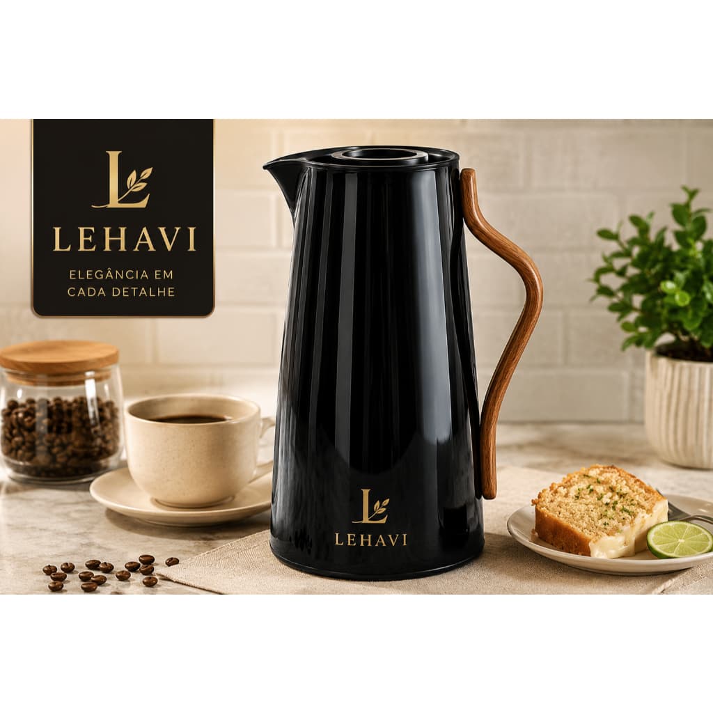 Garrafa Térmica 1 Litro Preta para Café e Chá | Design Moderno | Conserva Quente e Frio