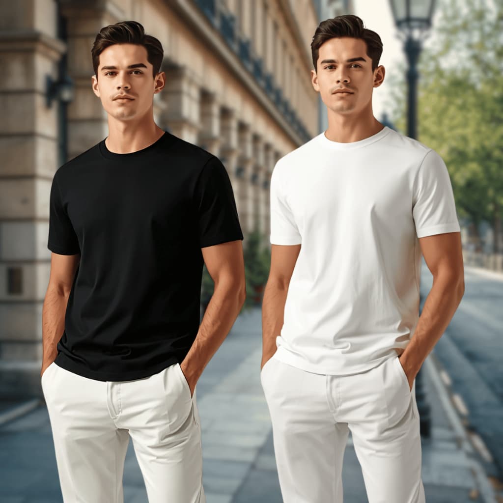 T kit2 Camiseta básica masculina de espessura média avançada | Levemente elástica e com caimento que afina a silhueta, t