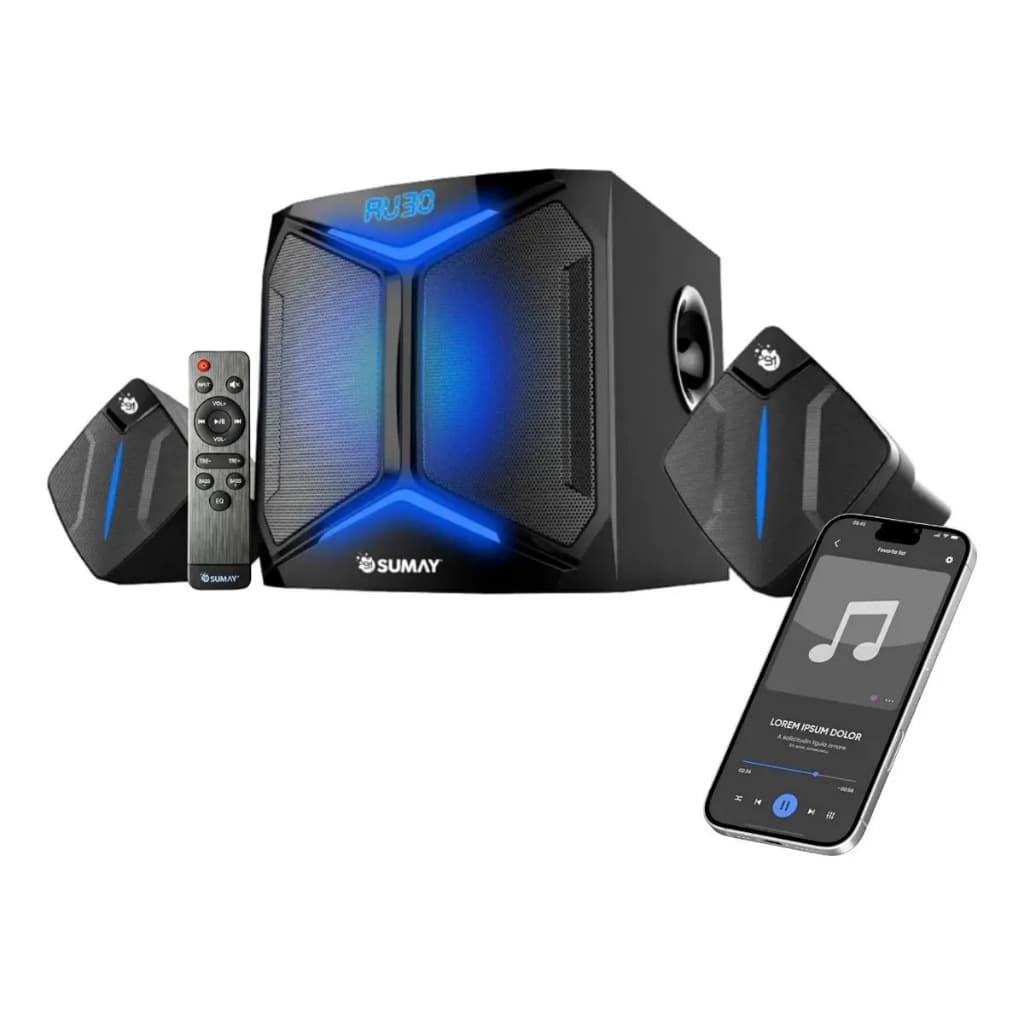 Caixa De Som Grave Sumay Mini System 300w Bluetooth Usb Fm Preto