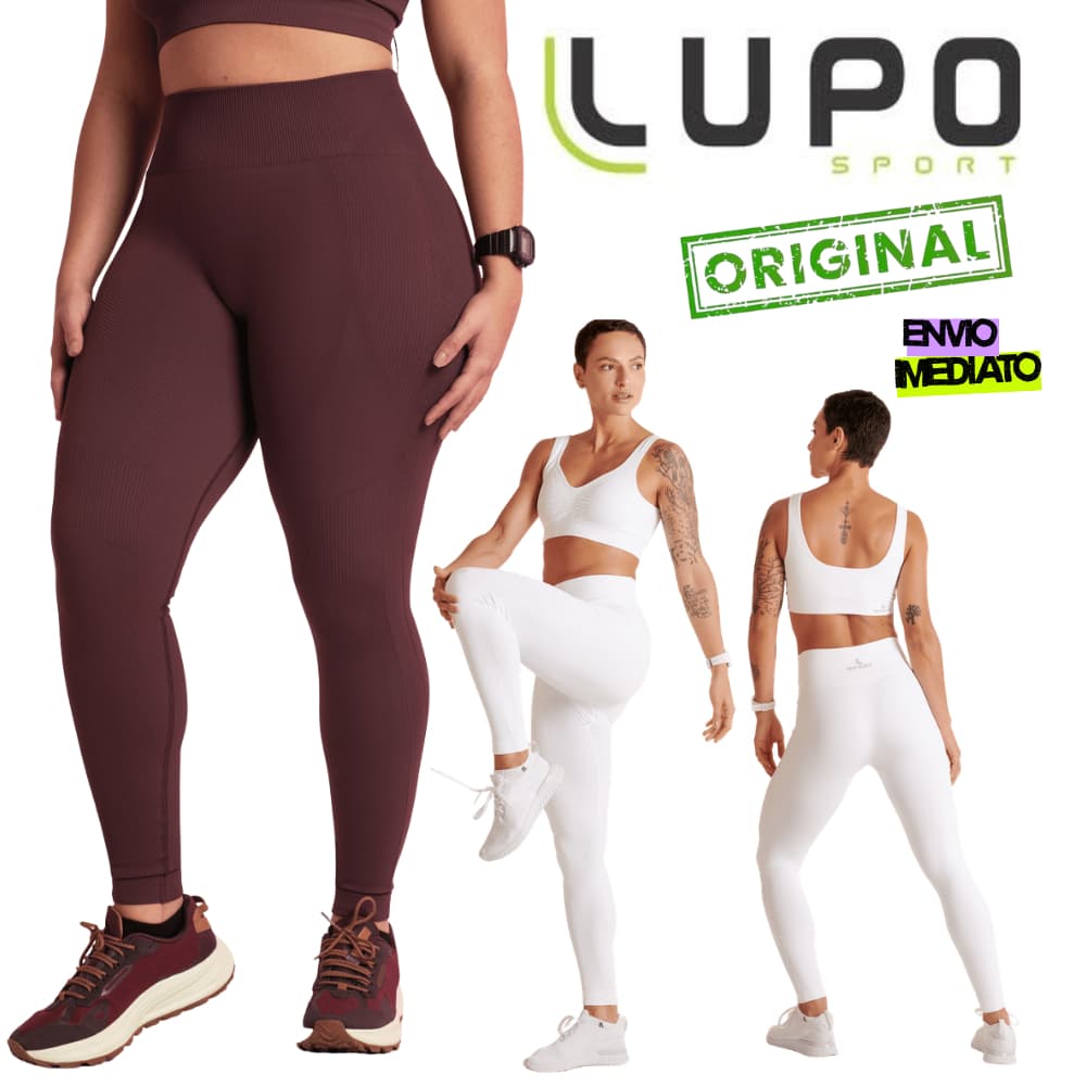 Calça Legging LUPO ORIGINAL feminina LSport Essential sem transparência branca e açai