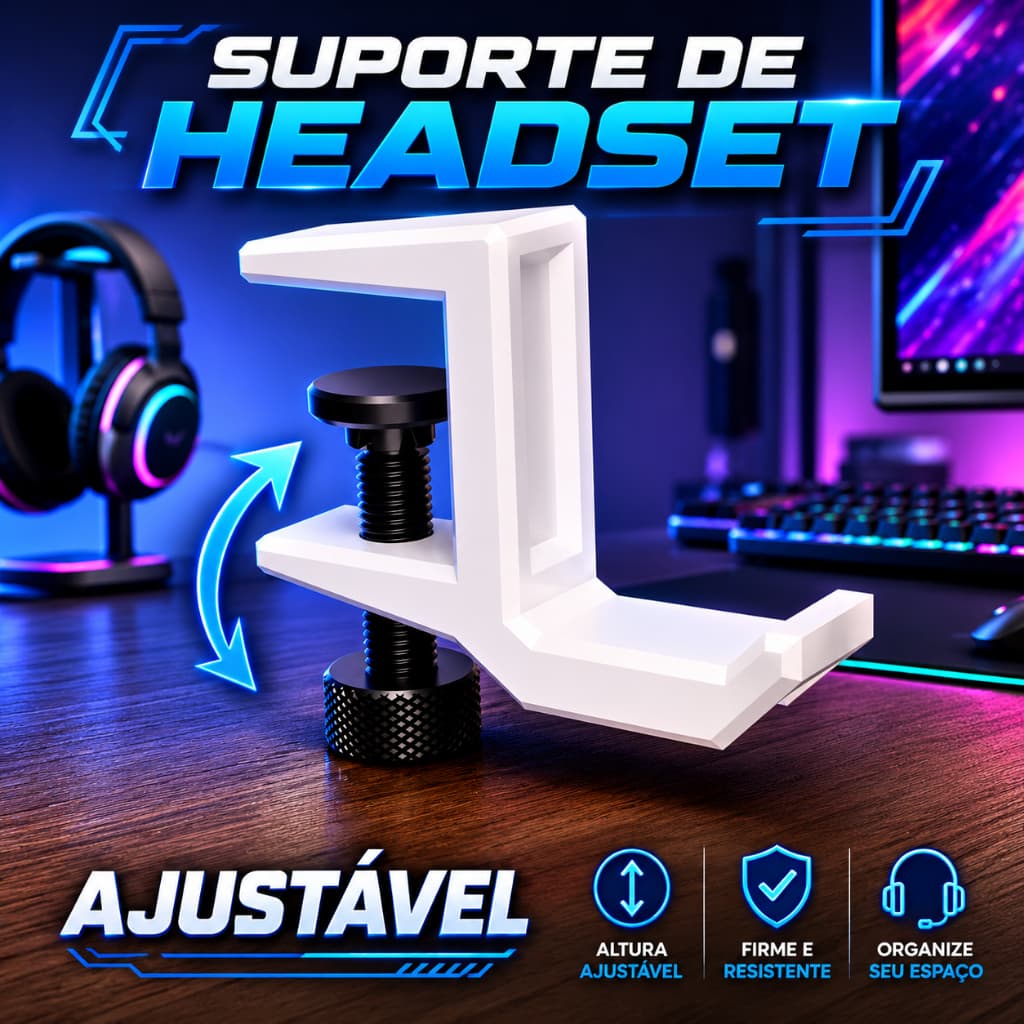 Suporte De Mesa Fone Headset Ajustável Headphone Suporte gamer Sofisticado Moderno