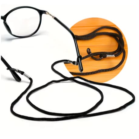 Cordão cordinha de Óculos Ajustável em Nylon Preto Salva Óculos para Grau e Sol