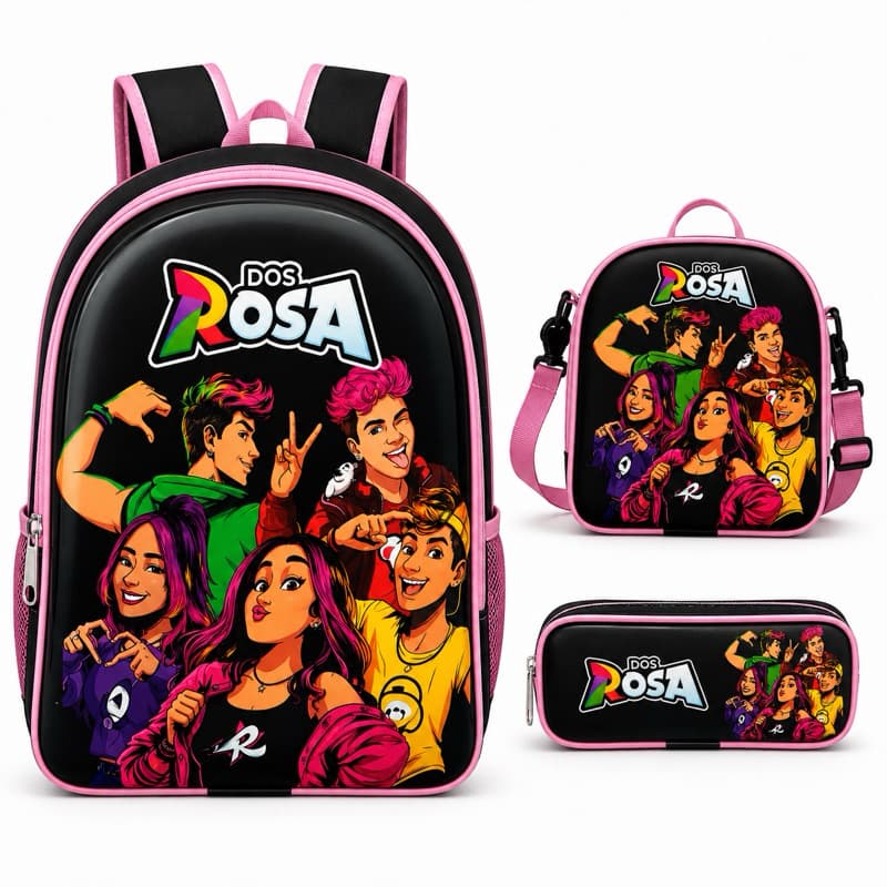 Mochila Infatil Emily Vick Os Rosas Lancheira Térmica + estojo Mochila forro interno