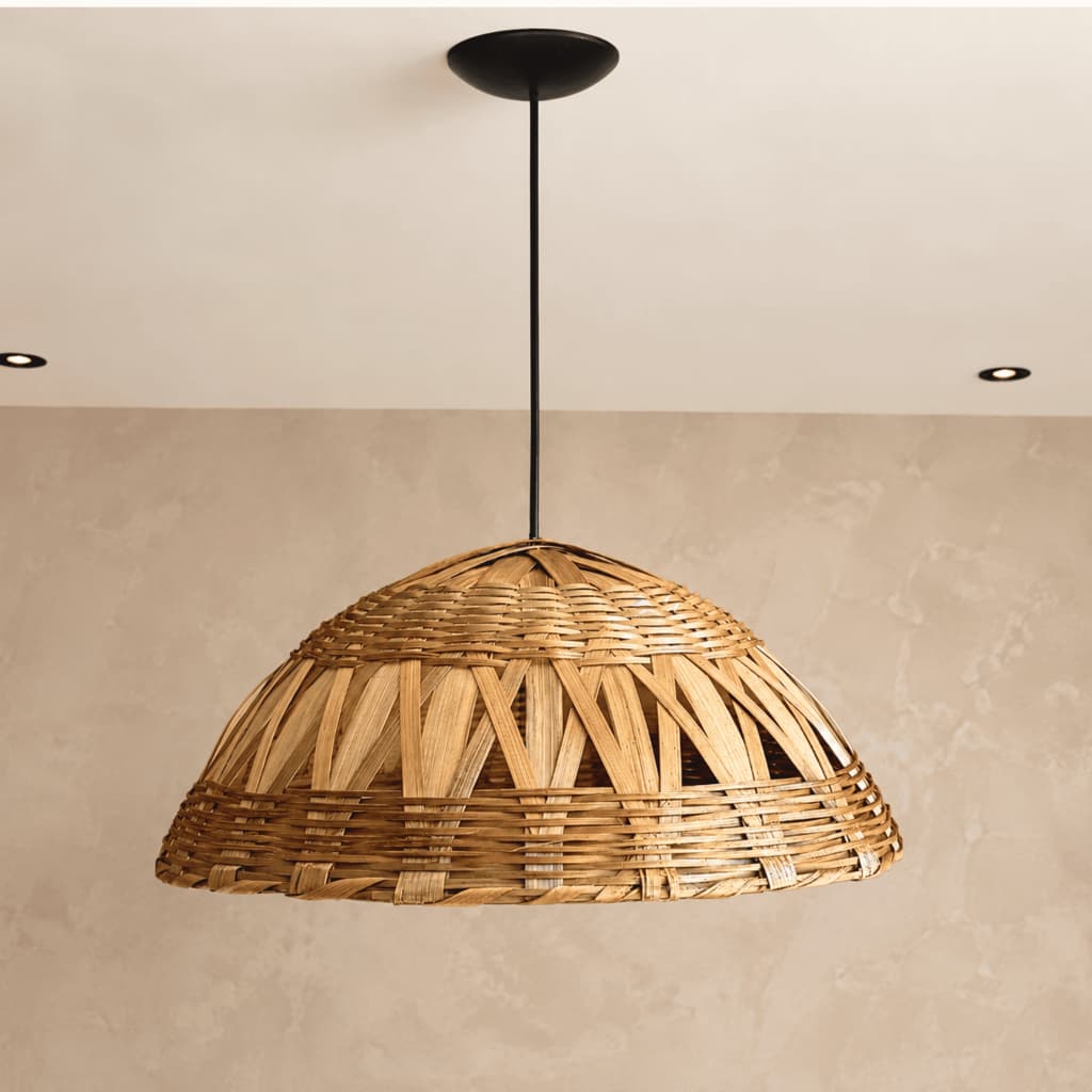 Luminaria de Teto Pendente Lustre de Bambu Decorativo + kit instalação.