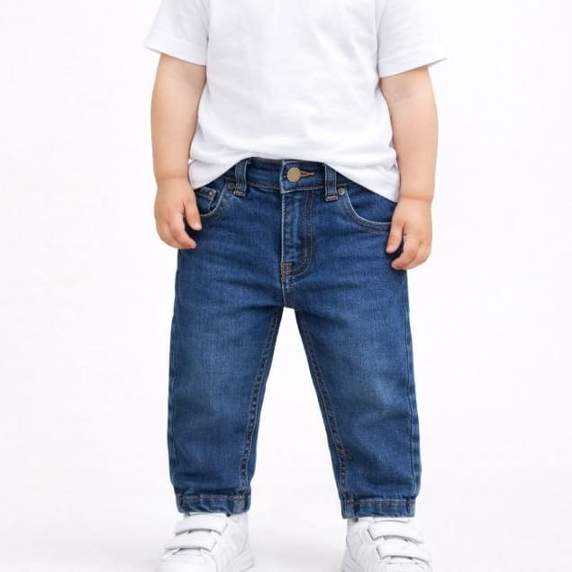 Calça Jeans Infantil Menino Com Elastano Cós Regulável Premium 1 a 3 anos Confortável