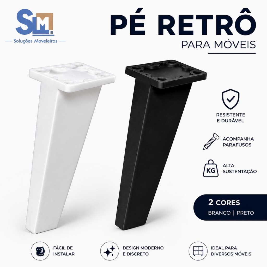 KIT Pés Retrô 16cm para móveis