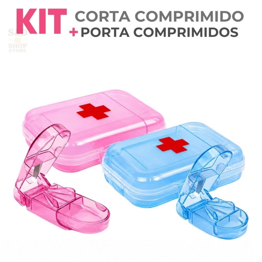 Organizador Porta Comprimidos com Cortador de Remédios para Idosos Adultos Bolsa Viagem e Casa