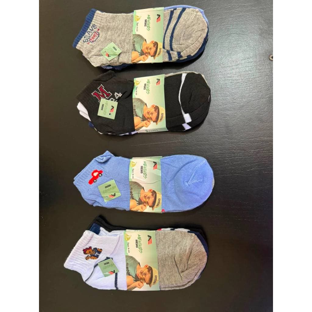 Kit 12 Pares Meias Infantis Masculinas Cano Curto Menino Tamanho 8 ao 10