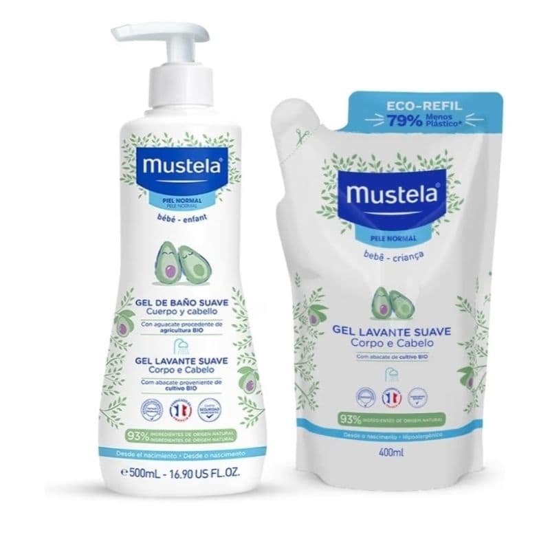 Mustela Combo Gel Lavante - Gel Lavante com Abacate Orgânico 500 ml + Refil com Abacate Orgânico 400 ml