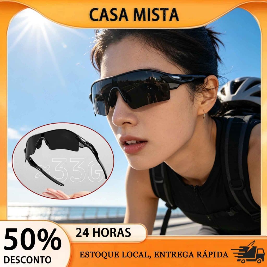 Óculos Esportivo Proteção UV400, Óculos de Sol Protetor para Ciclismo e Atividades ao Ar Livre