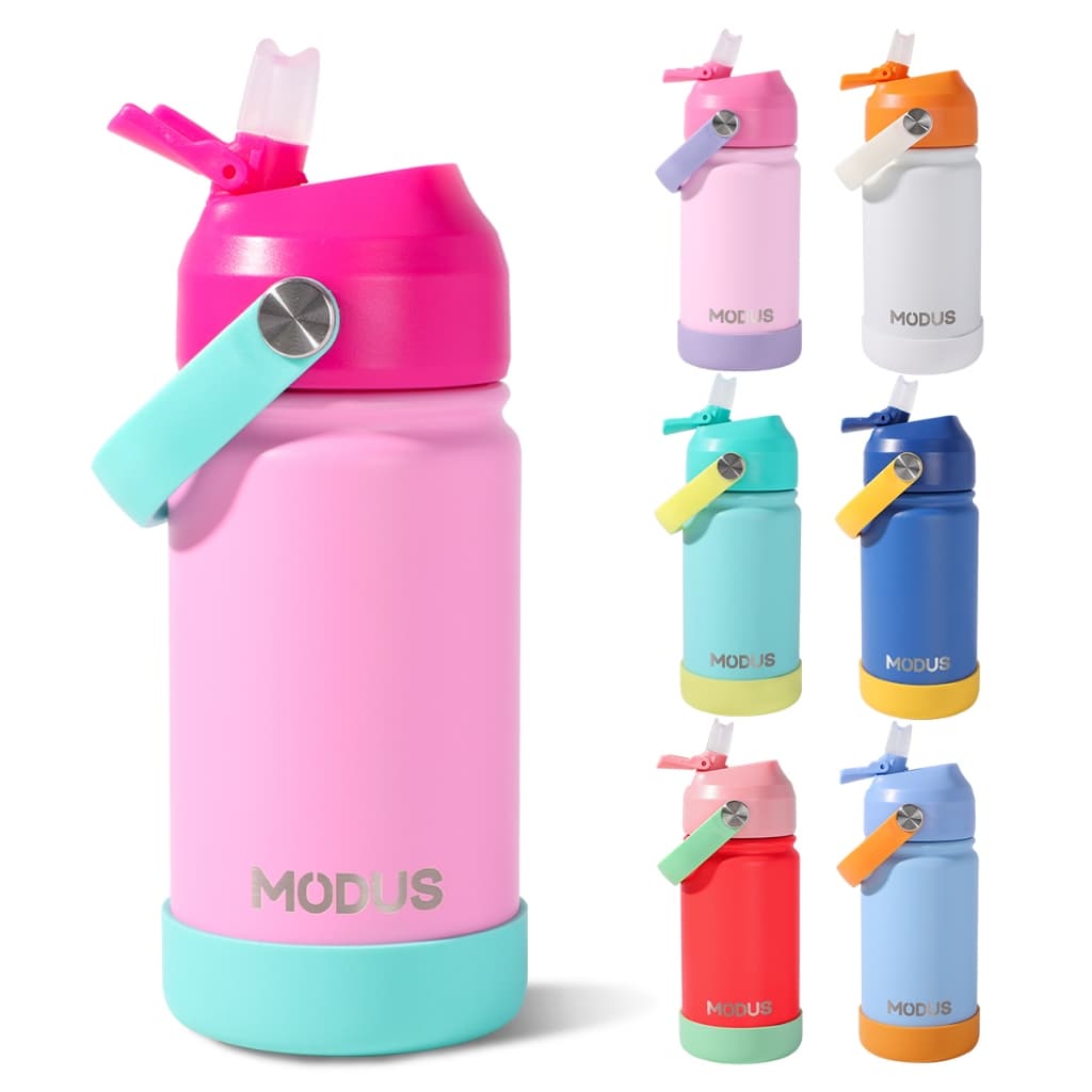 Modus Garrafa Térmica Infantil 420ml Bico Silicone Aço Inoxidável Com Autocolantes