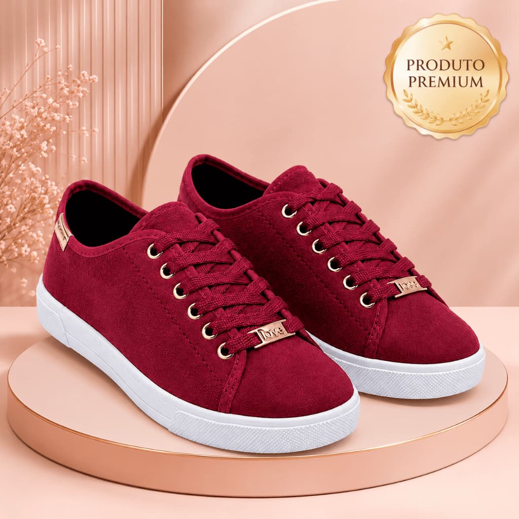 Tênis Feminino Casual Confortável Leve Sapatênis Moderno para Dia a Dia com Detalhes Dourados
