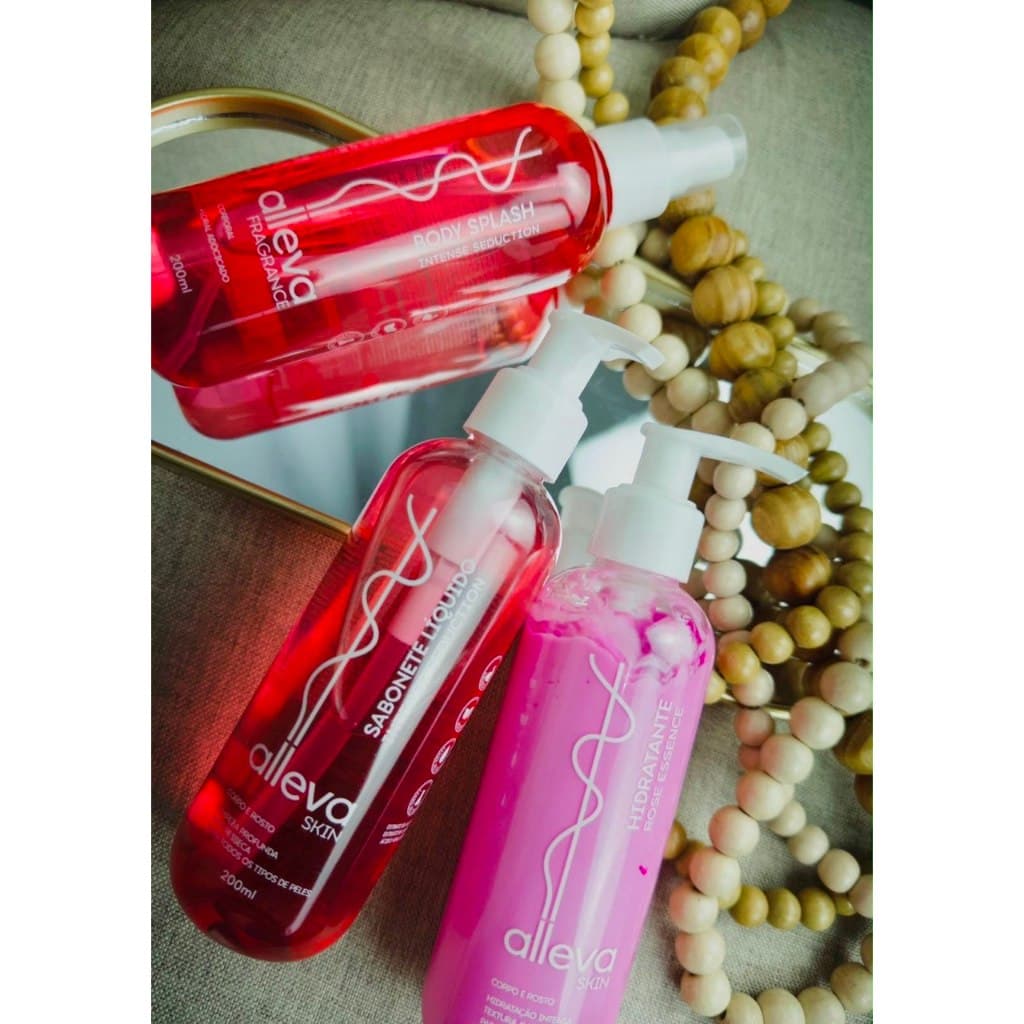 Alleva Intense Seduction Kit Body Splash Hidratante Sabonete Líquido 3 Itens Cuidado Pessoal Feminino