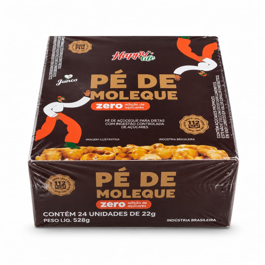 Doce Pé de Moleque Zero Adição de Açúcar Caixa 24 Un 22g Sem Glúten