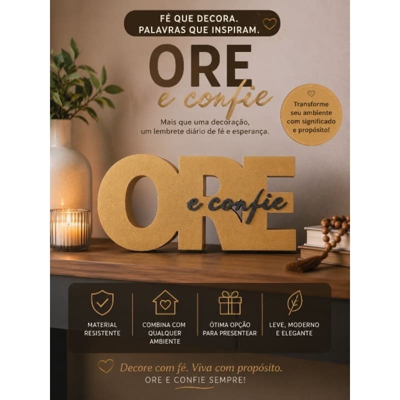 Ore e Confie letreiros decorativo