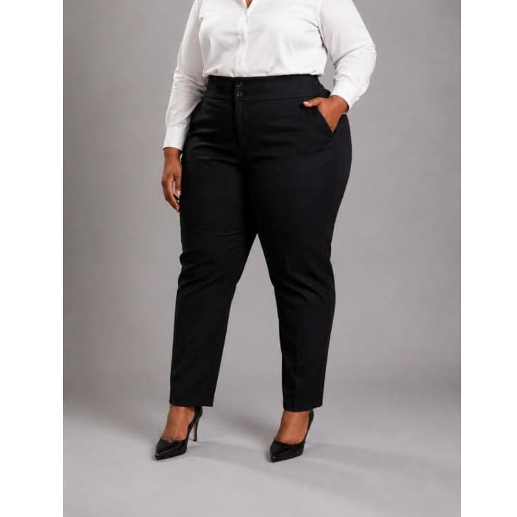 Calça social feminina plus size classica para fardamento/uniforme alfaiataria secretaria executiva c/ elastano