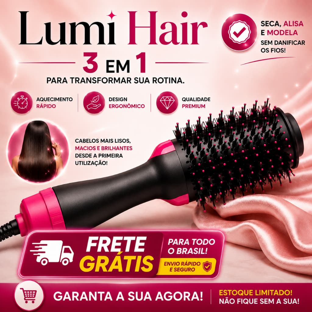 Escova Secadora e Alisadora Cabelo 110V Lumi Hair 3 em 1