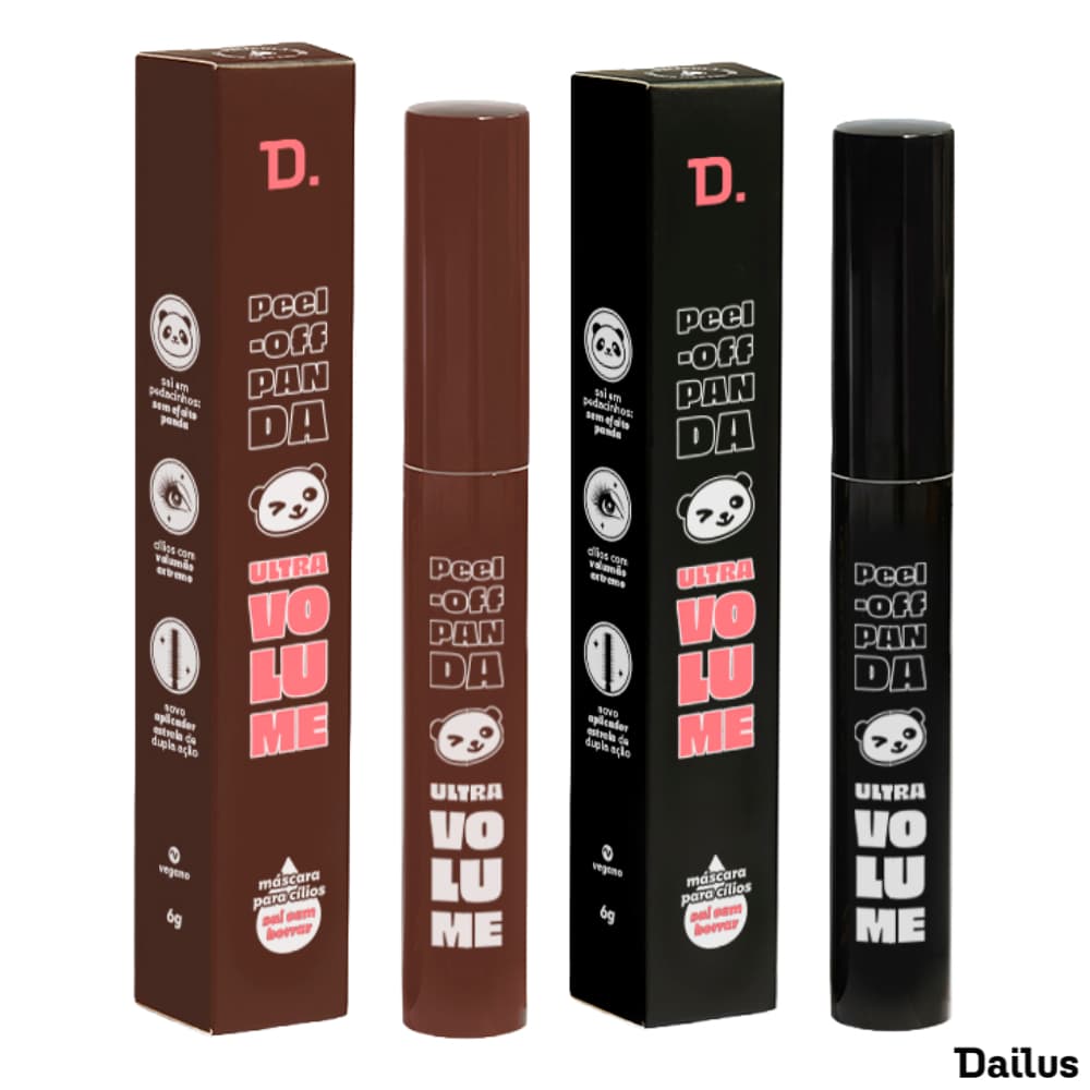 Máscara de Cílios Dailus Peel Off Marrom Preta Ultra Volume Sem Efeito Panda LANÇAMENTO -Escolha seu