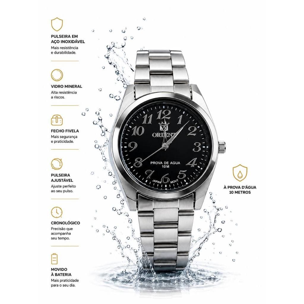 Relógio Masculino ORIMET Original Aço Inox Prova D’Água Analógico