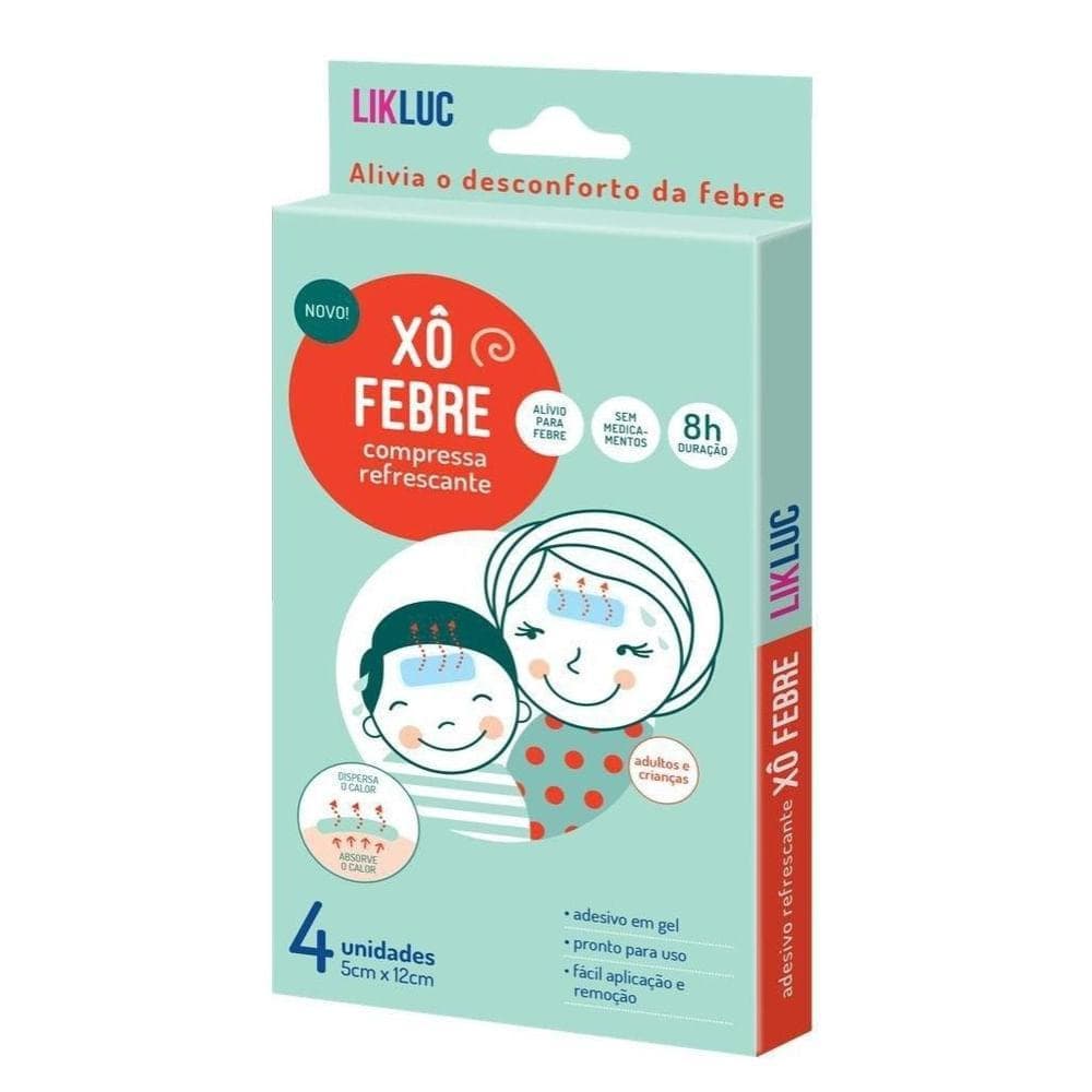 Xô Febre 4 Adesivos Refrescantes em Gel Compressas Alívio da Febre Bebê Likluc