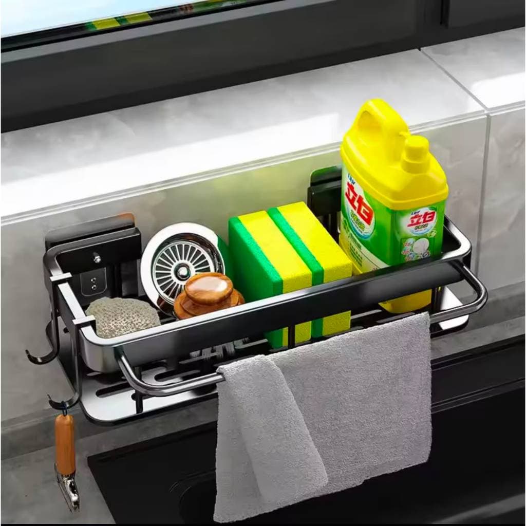 Suporte De Pia De Cozinha Rack De Armazenamento, Espessado Espaço Alumimum para Toalha Esponja, Rack De Drenagem, Organi
