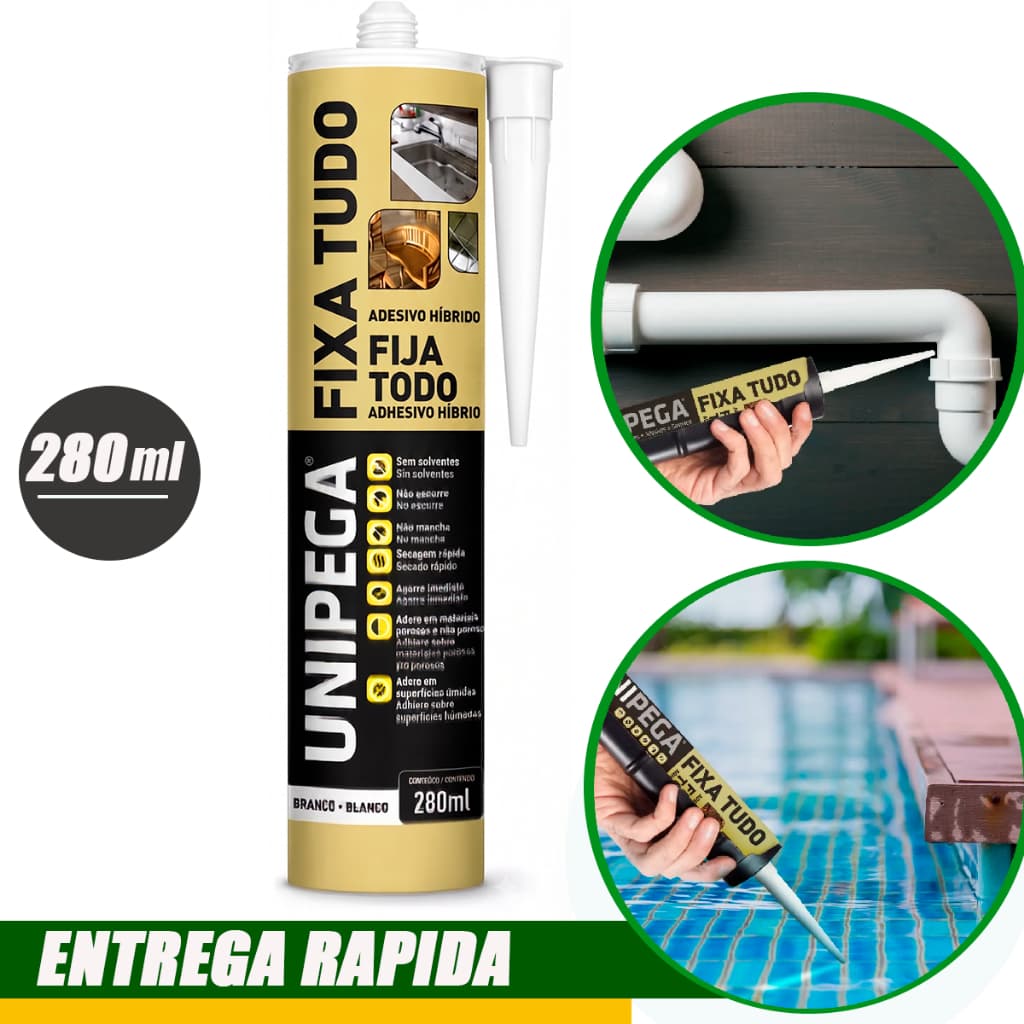 Cola Fixa Tudo Alto Poder Adesão Até Debaixo D'água Branca 400g/280ml
