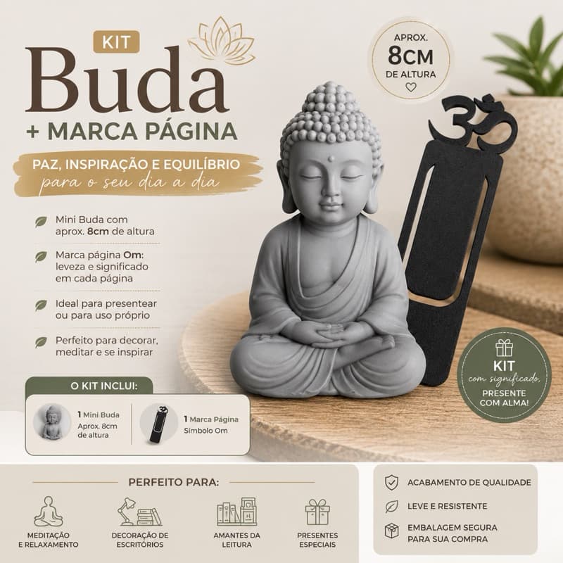 Kit Buda + Marca página Om/ Inspiração para autopresente e para alguém especial