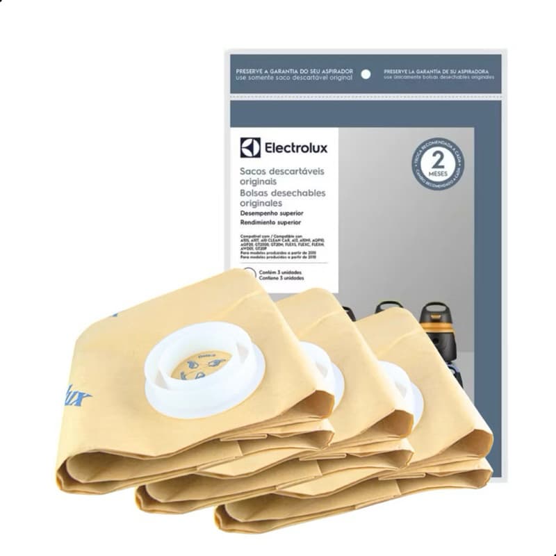Kit 3 Sacos Aspirador Electrolux Original CSE10 A10 A10N1 AQP10 GT200 GT20N Após 2010