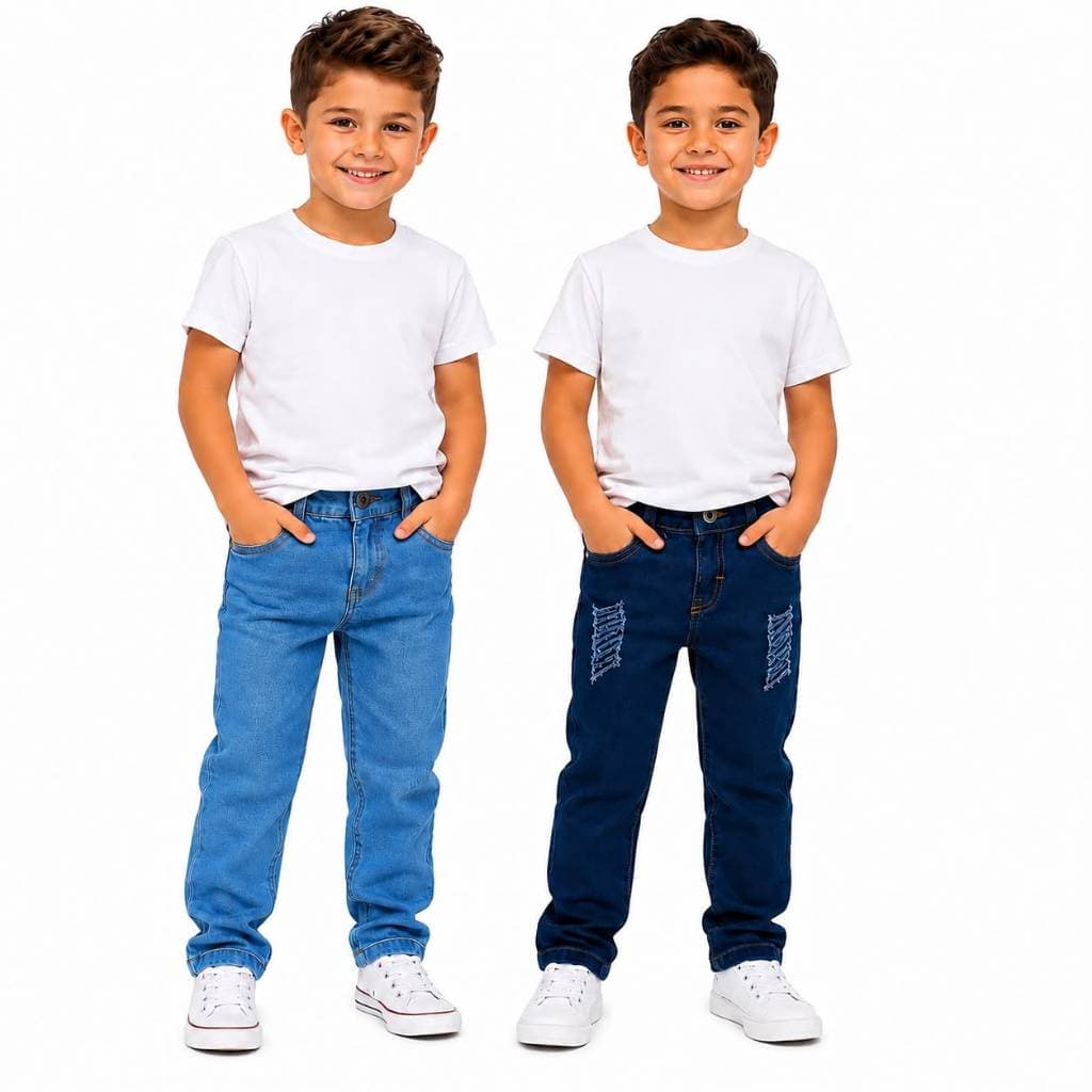 Kit 2 Calças Jeans Infantil Masculina Menino Moranguinho