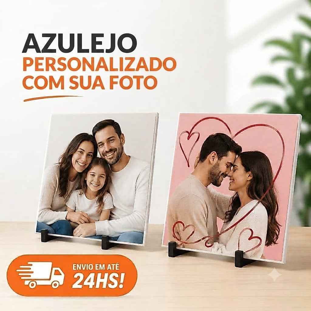 Azulejo Personalizado COM FOTO E SUPORTE INCLUSO 20X20CM IDEAL PARA DECORAÇÃO Memorial Túmulo Lápide Jazigo