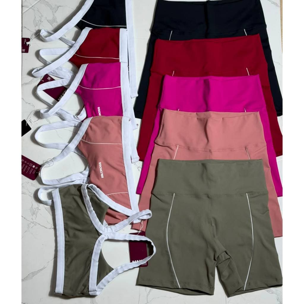 Roupa de academia conjunto fitness feminino  top e short alta compressão - zero transparência