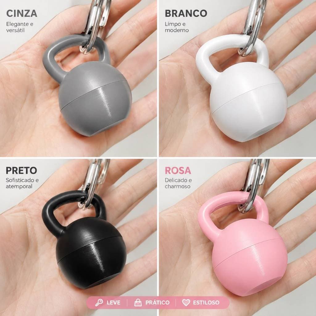 Porta Cápsulas Chaveiro Kettlebell 3D